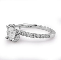 14k White Gold 1.42 CTW Round Solitaire/Band Lab Diamond Band Women Ring 3.9g