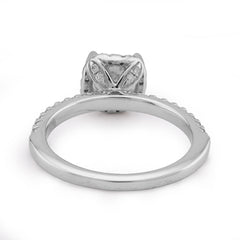 14k White Gold 1.42 CTW Round Solitaire/Band Lab Diamond Band Women Ring 3.9g