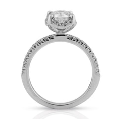 14k White Gold 1.42 CTW Round Solitaire/Band Lab Diamond Band Women Ring 3.9g