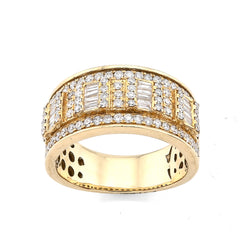 10k Yellow Gold 1.38 CTW Round/Baguette Natural Diamond Men Ring 8.8gms