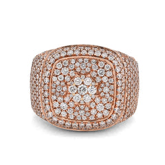 10k Rose Gold 4.80 CTW Natural Diamond Rectangular Shape Mens 17.9g Pinky Ring