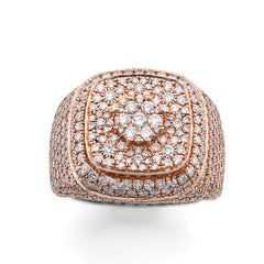 10k Rose Gold 4.80 CTW Natural Diamond Rectangular Shape Mens 17.9g Pinky Ring