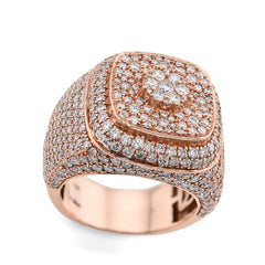 10k Rose Gold 4.80 CTW Natural Diamond Rectangular Shape Mens 17.9g Pinky Ring
