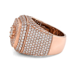 10k Rose Gold 4.80 CTW Natural Diamond Rectangular Shape Mens 17.9g Pinky Ring