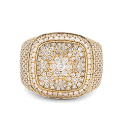 10k Yellow Gold 4.7 CTW Natural Diamond Rectangular Cluster Men 17g Pinky Ring