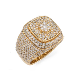 10k Yellow Gold 4.7 CTW Natural Diamond Rectangular Cluster Men 17g Pinky Ring