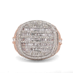 10k Rose Gold 3.43 CTW Natural Diamond Round Shape Mens Pinky Ring 15.7gms
