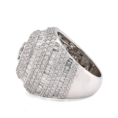 10k White Gold 5.64 CTW Natural Diamond Baguette Flower Cluster Mens Pinky Ring 17.1gm