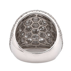 10k White Gold 5.64 CTW Natural Diamond Baguette Flower Cluster Mens Pinky Ring 17.1gm