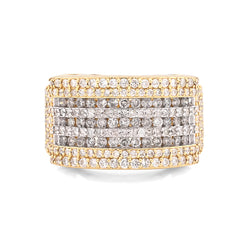 10k Yellow Gold Rectangular Two Row Natural Diamond 3.05 CTW Men Pinky Ring 14.9g