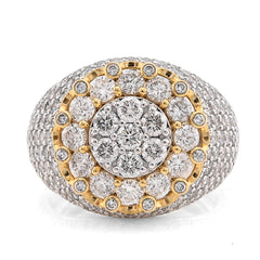 10k Yellow Gold Flower Cluster Natural Diamond 4.75 CTW Men Pinky Ring 10.3g