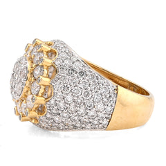 10k Yellow Gold Flower Cluster Natural Diamond 4.75 CTW Men Pinky Ring 10.3g