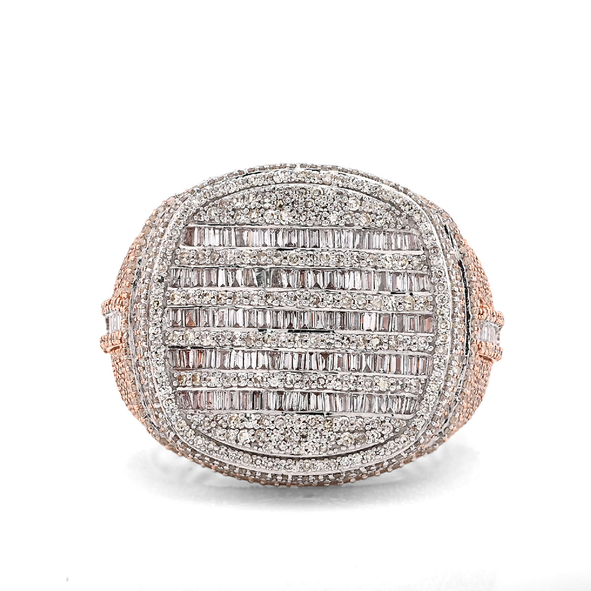 10k Rose Gold 4.18 CTW Baguette Cross Men Natural Diamond Pinky Ring 17.3gm