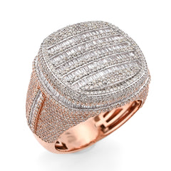 10k Rose Gold 4.18 CTW Baguette Cross Men Natural Diamond Pinky Ring 17.3gm