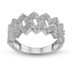925 White Snake Cuban Link 0.375 CTW Natural Diamond Men Pinky Ring 4.7g