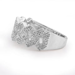 925 White Snake Cuban Link 0.375 CTW Natural Diamond Men Pinky Ring 4.7g