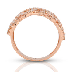 14k Rose Gold 1.84 CTW Snake Cuban Link Dual Row Natural Diamond Men Ring 5g