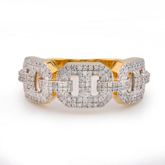 10k Yellow Gold 0.625 CTW Gucci Link Natural Diamond Men Ring 4.8gm