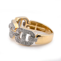 10k Yellow Gold 0.625 CTW Gucci Link Natural Diamond Men Ring 4.8gm