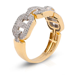 10k Yellow Gold 0.625 CTW Gucci Link Natural Diamond Men Ring 4.8gm