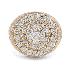 10k Yellow Gold Cluster Flower Round 3.25 CTW Lab Diamond Men Pinky Ring 9.6g