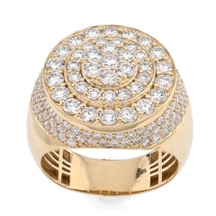 10k Yellow Gold Cluster Flower Round 3.25 CTW Lab Diamond Men Pinky Ring 9.6g