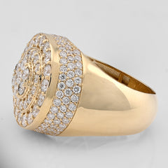 10k Yellow Gold Cluster Flower Round 3.25 CTW Lab Diamond Men Pinky Ring 9.6g