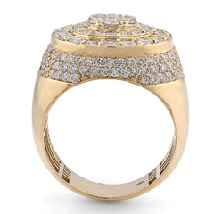 10k Yellow Gold Cluster Flower Round 3.25 CTW Lab Diamond Men Pinky Ring 9.6g