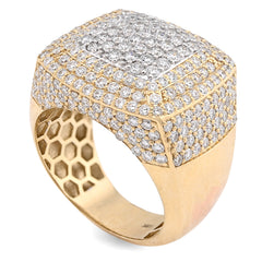 10k Yellow Gold Rectangle Shape Men 4.10 CTW Lab Diamond Pinky Ring 10g
