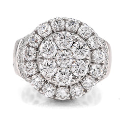 10k White Gold Round Cluster 10 Pointer 5.80 CTW Lab Diamond Pinky Ring 14gms