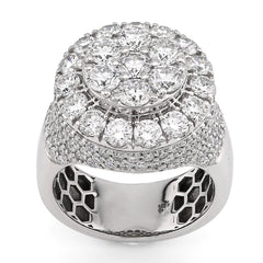 10k White Gold Round Cluster 10 Pointer 5.80 CTW Lab Diamond Pinky Ring 14gms
