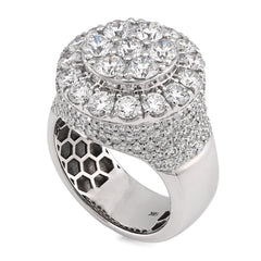 10k White Gold Round Cluster 10 Pointer 5.80 CTW Lab Diamond Pinky Ring 14gms
