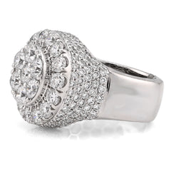 10k White Gold Round Cluster 10 Pointer 5.80 CTW Lab Diamond Pinky Ring 14gms