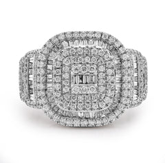10k White Gold 2.73 CTW Baguette Natural Diamond Rectangular Mens Pinky Ring 11.4g