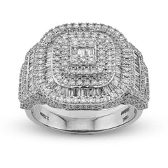 10k White Gold 2.73 CTW Baguette Natural Diamond Rectangular Mens Pinky Ring 11.4g