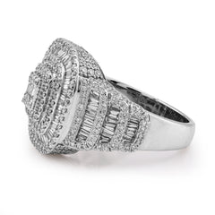 10k White Gold 2.73 CTW Baguette Natural Diamond Rectangular Mens Pinky Ring 11.4g