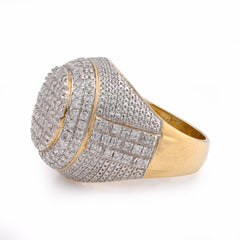 10k Yellow Gold Two-Row Round 2 CTW Natural Diamond Men Pinky Ring 10.2g