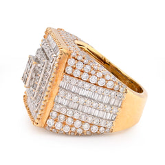 10k Yellow Gold Round/Baguette/Princess Natural Diamond 2.5 CTW Men Rectangle Pinky Ring 11.2g