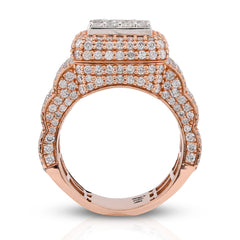 10k Rose Gold Baguette Centre Rectangle 4.76 CTW Natural Diamond Mens Pinky Ring 14.6g