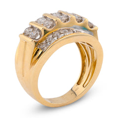 10k Yellow Gold Vertical Row multi-Column 2 CTW Natural Diamond Men Pinky Ring 10g