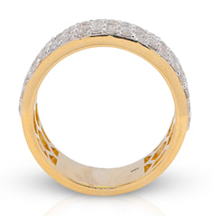 10k Yellow Gold 3 Row Cage Round/Baguette 2.50 CTW Natural Diamond Men Pinky Band Ring 10.2g