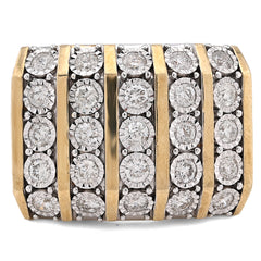 10k Yellow Gold 2 CTW Natural Diamond Multi Column Men Ilusion Set Pinky Ring 12.6g