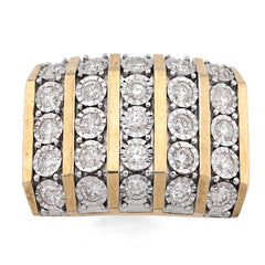10k Yellow Gold 2 CTW Natural Diamond Multi Column Men Ilusion Set Pinky Ring 12.6g