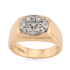 10k Yellow Gold 0.5 CTW Natural Diamond Oval Rectangular Shape Men Pinky Ring 9.6g