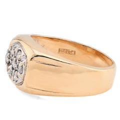 10k Yellow Gold 0.5 CTW Natural Diamond Oval Rectangular Shape Men Pinky Ring 9.6g