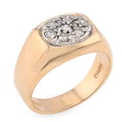 10k Yellow Gold 0.5 CTW Natural Diamond Oval Rectangular Shape Men Pinky Ring 9.6g