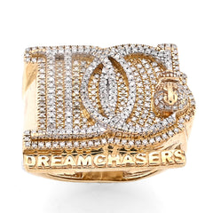 10k Yellow Gold 1.38 CTW Dream Chasers Inital Natural Diamond Money Bag Men Pinky Ring 12.4g