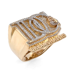 10k Yellow Gold 1.38 CTW Dream Chasers Inital Natural Diamond Money Bag Men Pinky Ring 12.4g