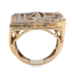 10k Yellow Gold 1.38 CTW Dream Chasers Inital Natural Diamond Money Bag Men Pinky Ring 12.4g