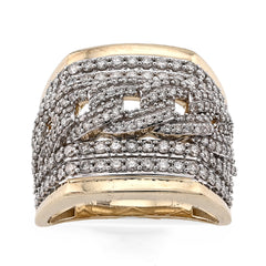 10k Yellow Gold Cuban Link 4 Row Men 1.98 CTW Natural Diamond Pinky Ring 10.3g
